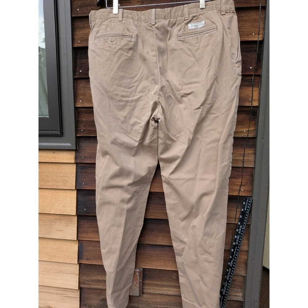Vintage Y2K Polo Ralph Lauren Prospect Chino Pants 40x32 Khaki Flat Front Preppy